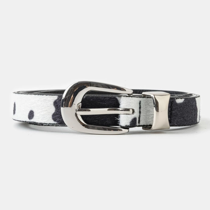 Cow Print Belt-Black