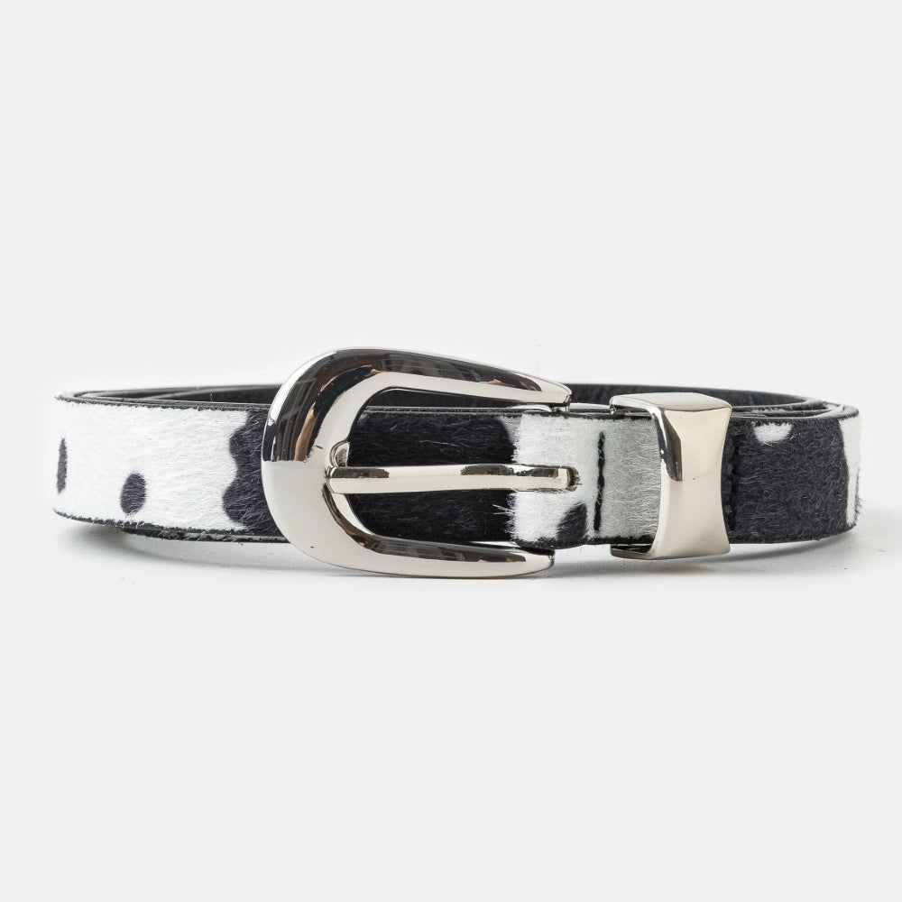Cow Print Belt-Black