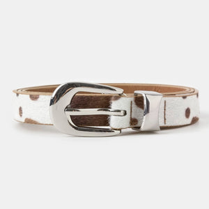 Cow Print Belt-Brown
