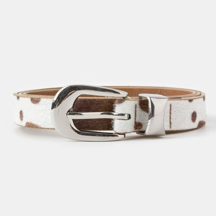 Cow Print Belt-Brown
