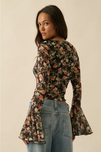 Malia Floral Top-Black