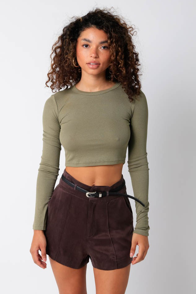 Maisie Crop Top-Olive