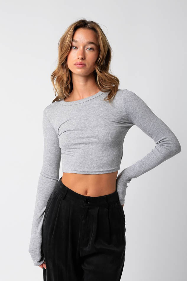 FINAL SALE Maisie Crop Top-Grey