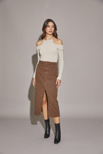 Gayle Denim Skirt-Brown