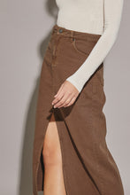 Gayle Denim Skirt-Brown