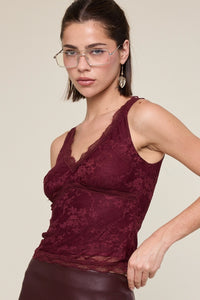 Tana Lace Tank-Burgundy
