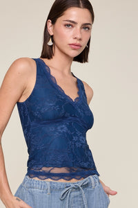 Tana Lace Tank-Blue