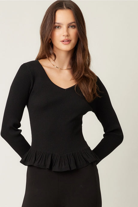 Jessie Ruffle Top-Black