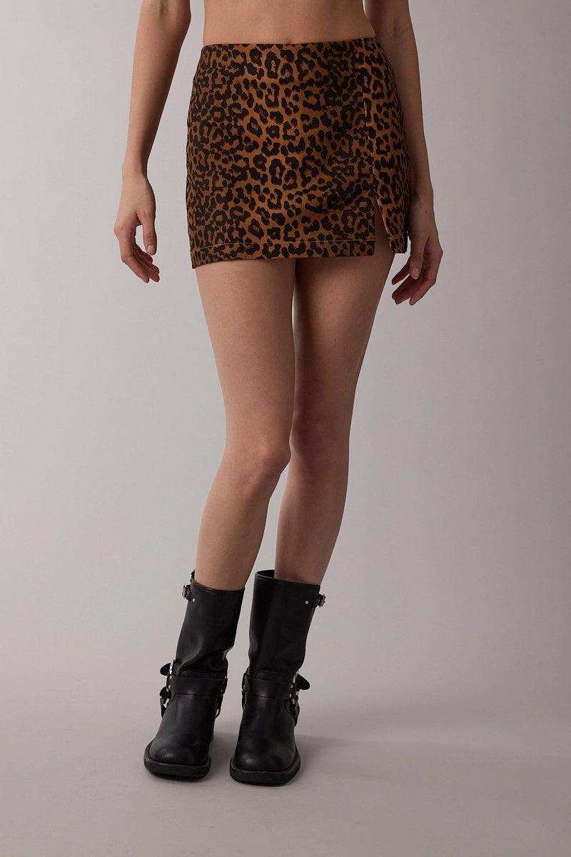 Christi Leopard Skort-Brown