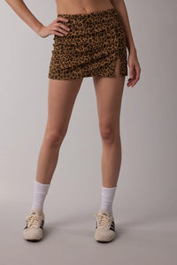 Christi Leopard Skort-Camel