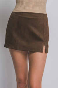 Susan Suede Skort-Brown
