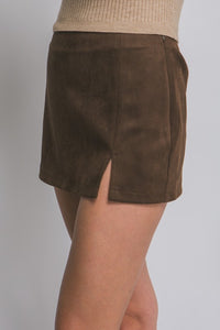 Susan Suede Skort-Brown