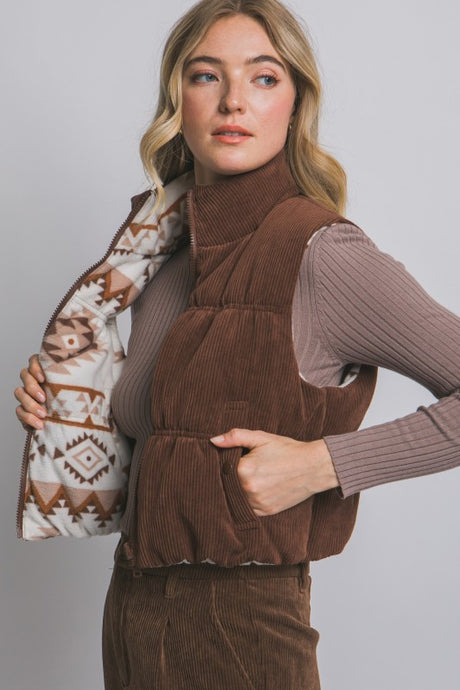 Tara Reversible Vest-Brown