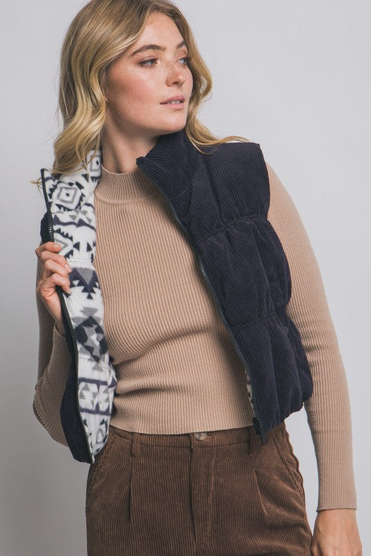 Tara Reversible Vest-Black