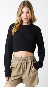Kannon Crop Sweater-Black