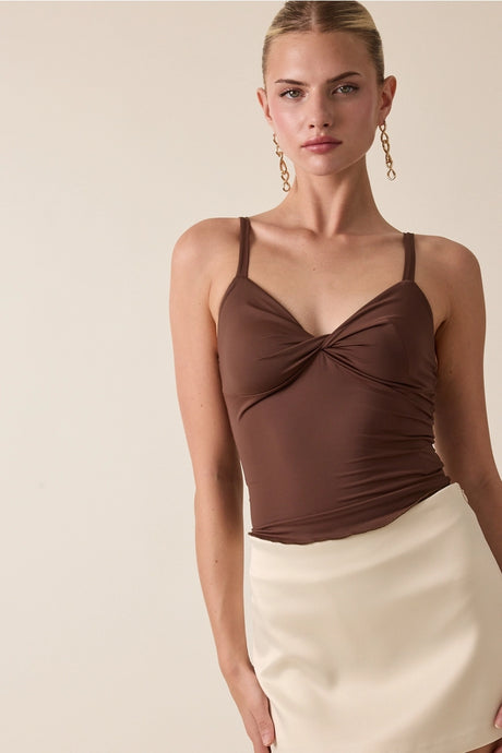 Cece Crop Top-Brown