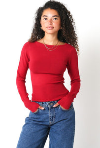 FINAL SALE Taylor Knit Top-Burgundy