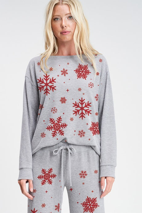 Snowflake PJ Top-Grey