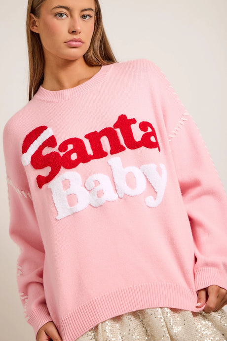Santa Baby Sweater-Pink