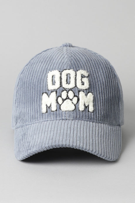 Dog Mom Corduroy Cap-Dusty Blue