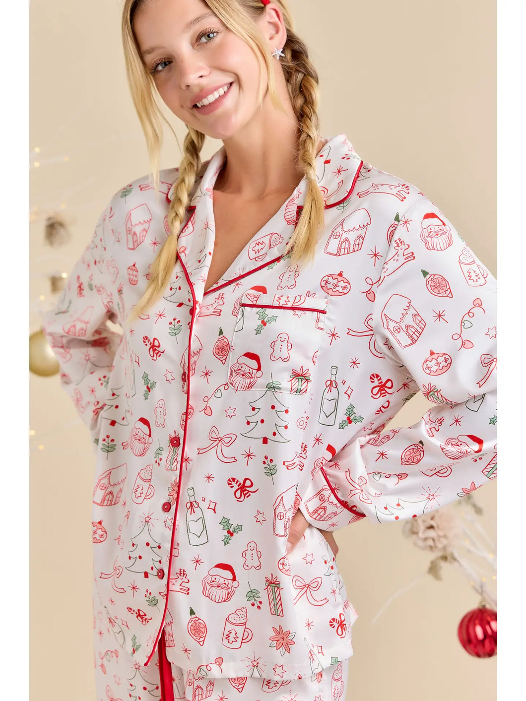 White Christmas PJ Top