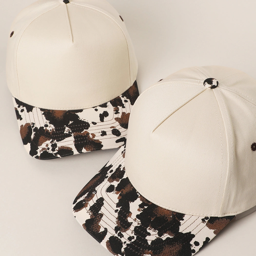Cow Print Canvas Hat
