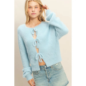 Fuzzy Crop Cardigan GUIZIO Mohair Fuzzy Cropped Cardigan Rose Cloud