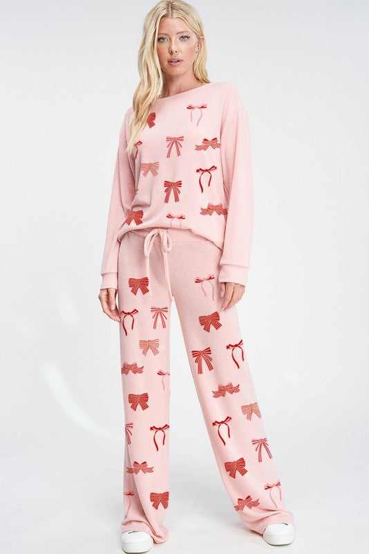 Bow PJ Bottoms-Pink