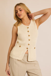 Haley Sweater Vest-Cream