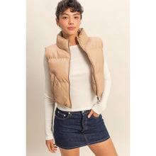 Tara Faux Leather Vest-Taupe