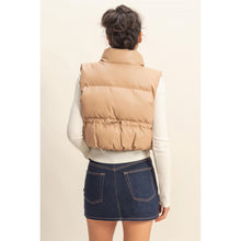 Tara Faux Leather Vest-Taupe