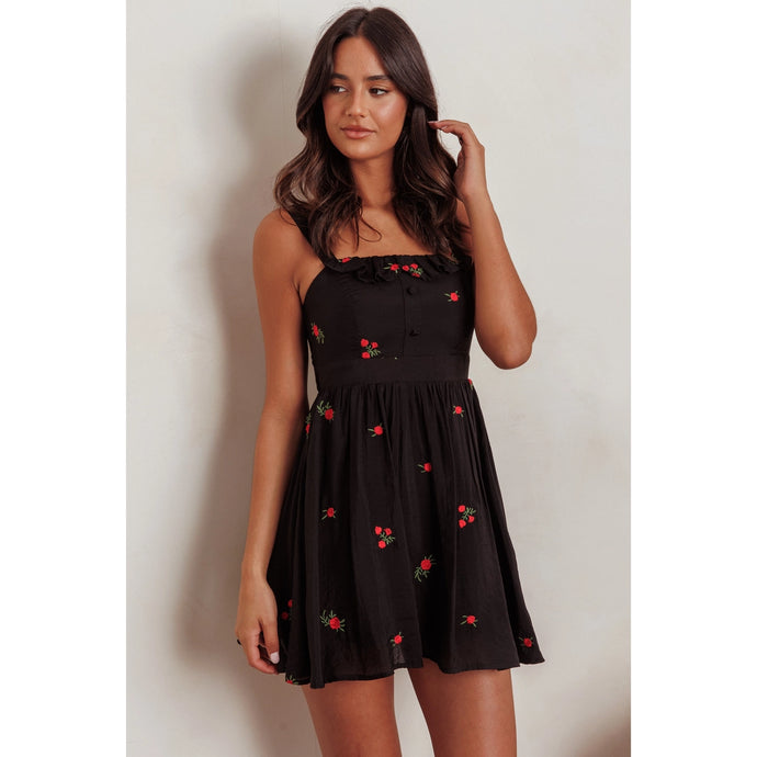 Julia Floral Dress-Black