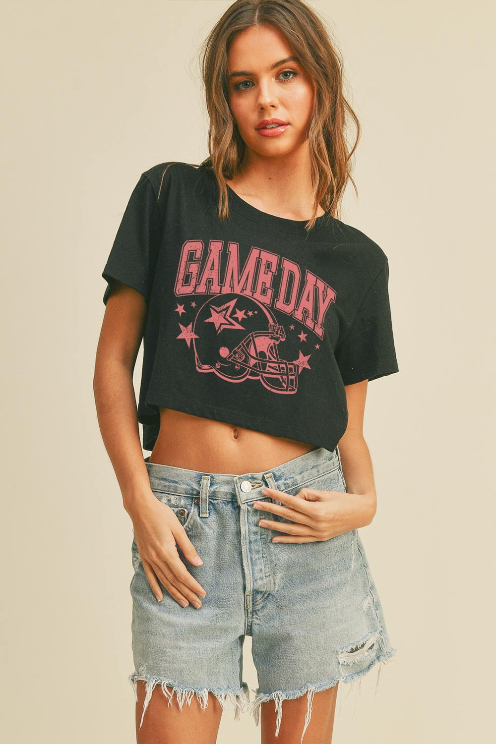 Game Day Cropped Tee-black