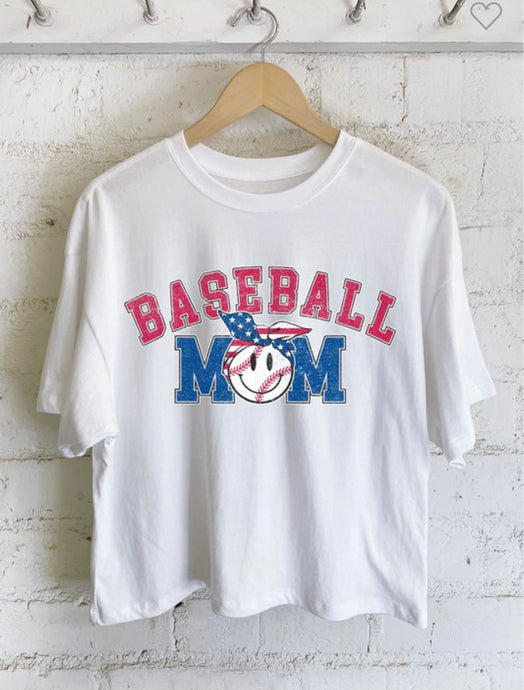 FINAL SALE Baseball Mom Tee-White