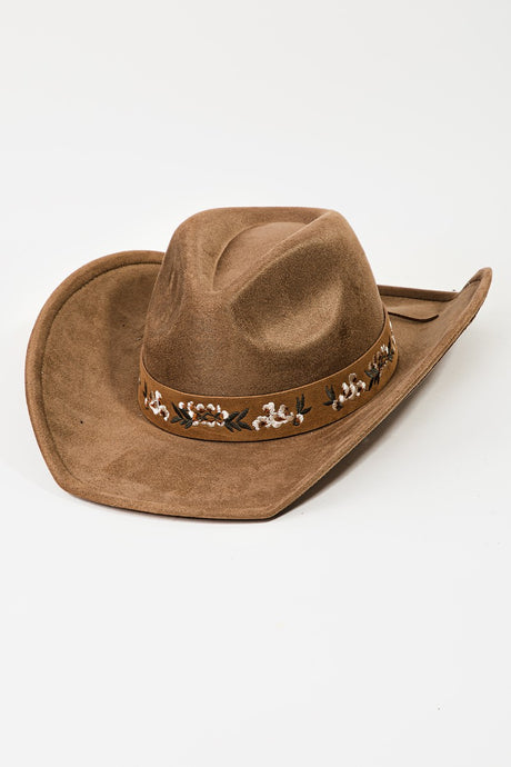 Flower Cowboy Hat-Brown
