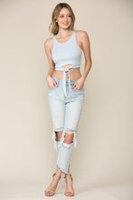 Leah Crop Top-Blue