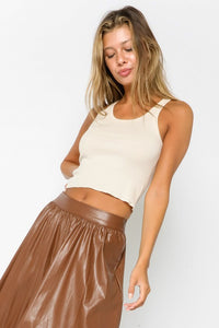 FINAL SALE Perry Cropped Tank-Oatmeal