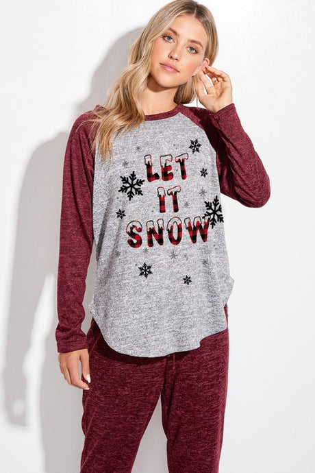 Let It Snow PJs-Burgundy