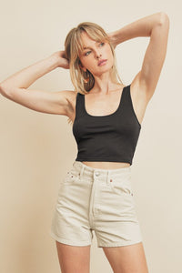 FINAL SALE Pia Cropped Tank-Black