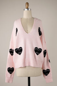 Chloe Heart Sweater-Blush