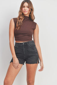 Jeanie Shorts-Washed Black