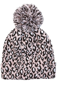 Perry Leopard Beanie- Blush
