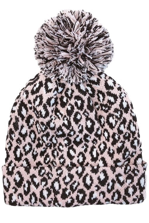 Perry Leopard Beanie- Blush