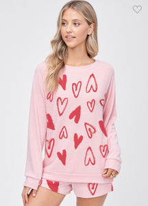 Heart Short PJs-Pink