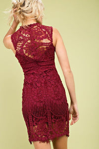 FINAL SALE Bianca Lace Dress- Burgundy