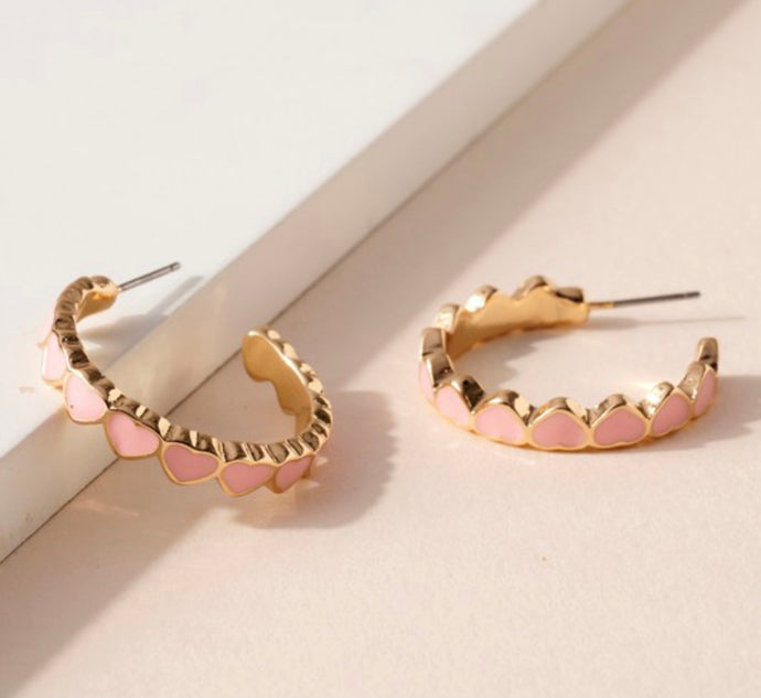 Heart Hoops-Pink