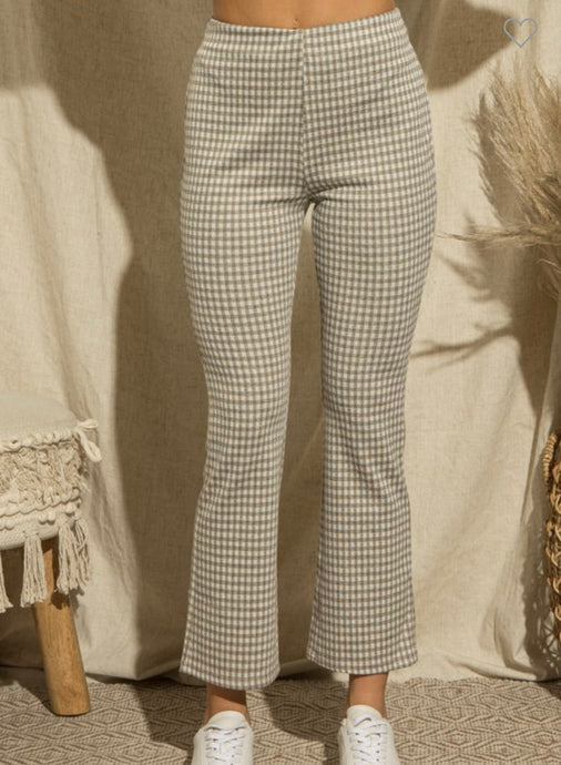 FINAL SALE Gigi Gingham Pants-Taupe