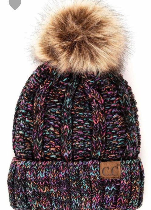 Lourdes Beanie- Black Rainbow