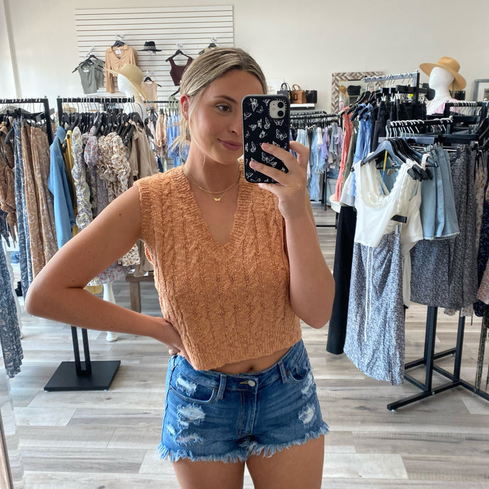 FINAL SALE Mia Sweater Vest-Caramel
